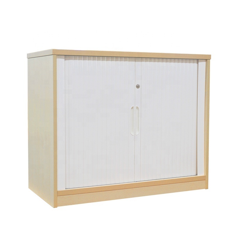 Office Furniture Used Wooden Storage Cabinet Cupboard with PVC Tambour Door and Lock