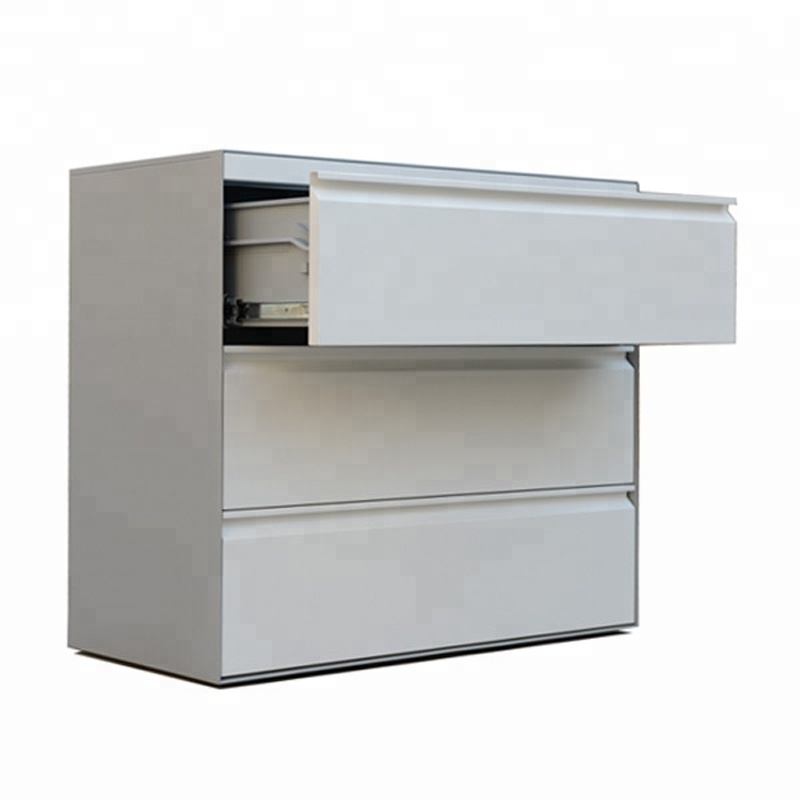 White Lateral 3 Drawer Filing Cabinet Office Filing Storage Cabinet