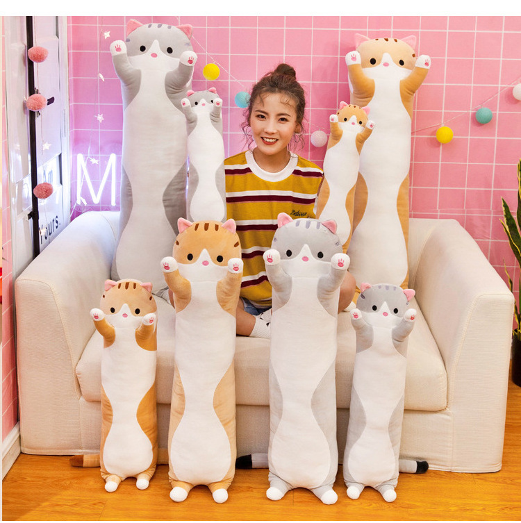 High quality cute plush cat pillow leg pillow long pillow stuffed animal cat plush toy