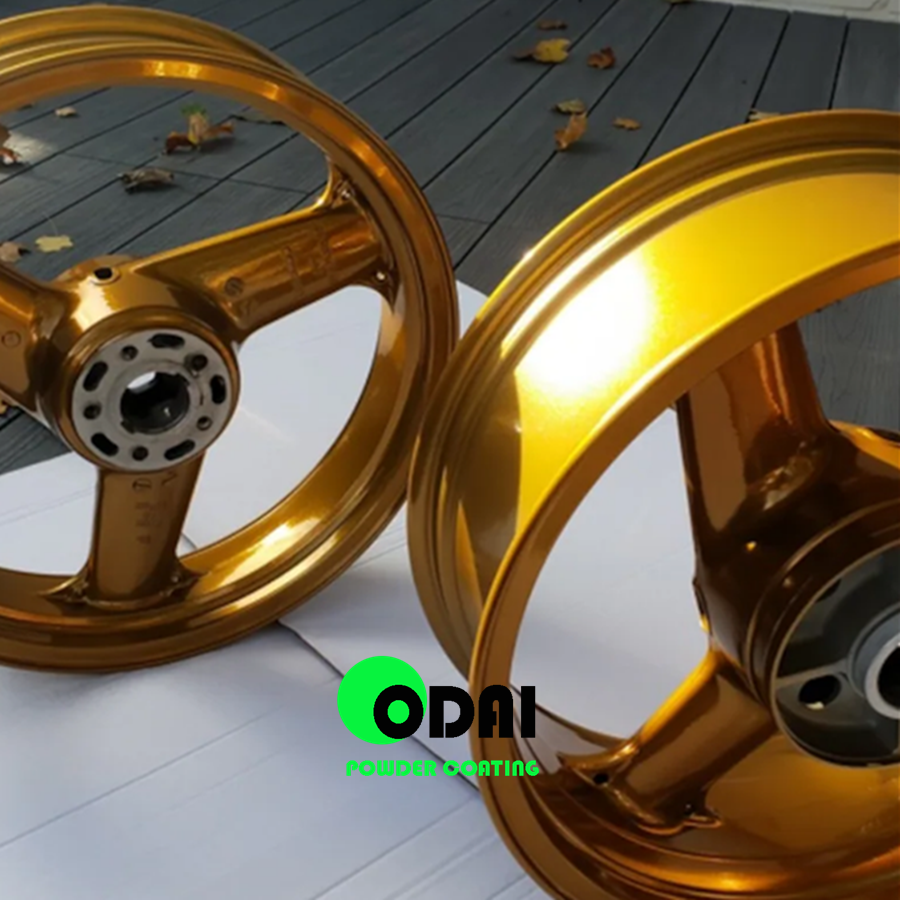 Super Chrome Gold Candy Gold Effect Electrostatic Powder Coating For Motorcycle Wheels