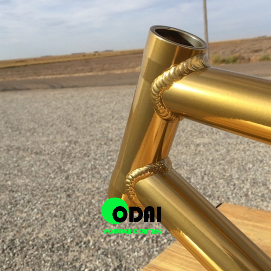 Odai Manufacturer Super Chrome Mirror Effect 24K Transparent Brassy Gold Powder Coating Paint