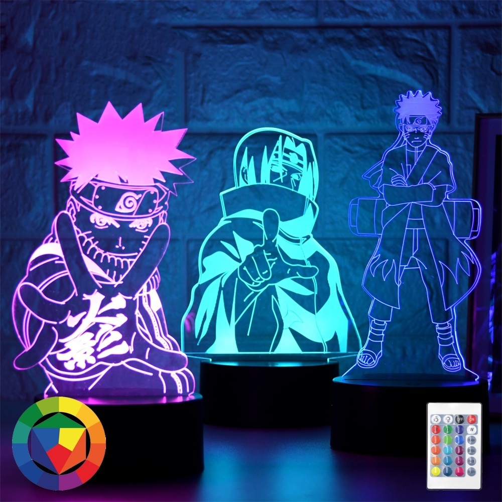 Hot Sale 3d anime Uzumaki Led Night Light Team  Sasuke Kakashi Hatake Kid Bedroom Nightlight Itachi Uchiha 3d night light