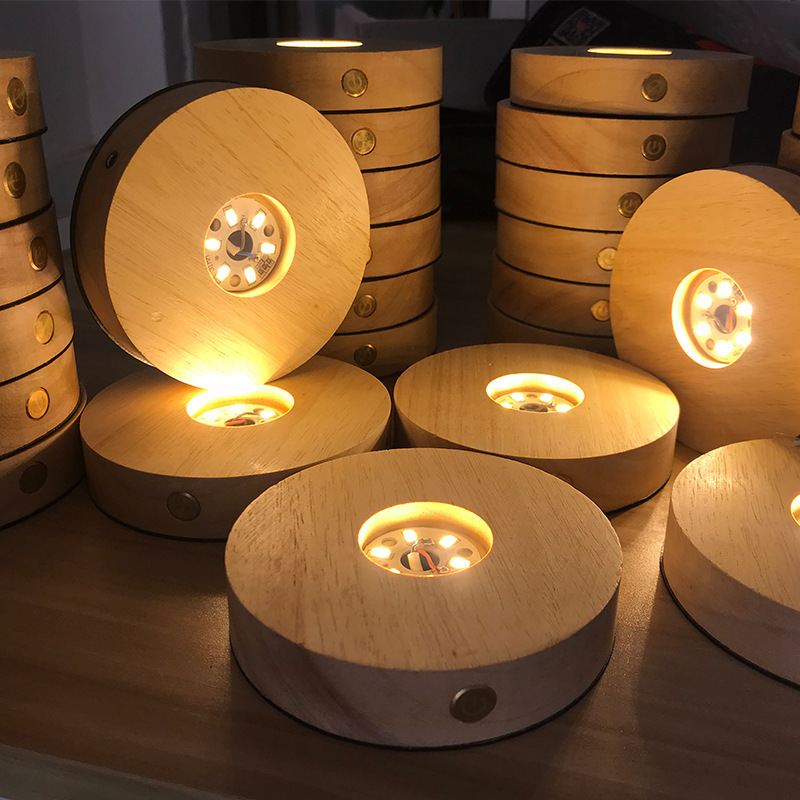 Wooden Led Lamp Holder Base USB Cable Switch Modern Night Light For 3D Led Night Lamp