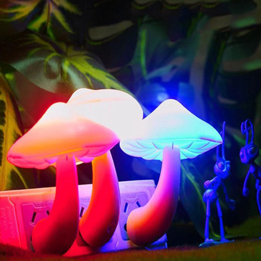 Cute Mushroom Shape Bedroom Lamp Plug In Wall Lamp Automatic Sensor Led Night Light For Children Baby Christmas Gifts