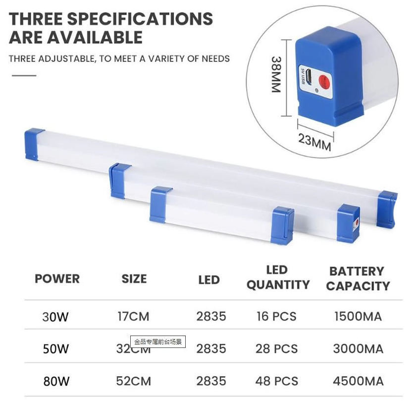 Led Light Tube T5 Usb Rechargeable Magnetic Portable Emergency Camping Lamp Outdoor Light Night Market Light