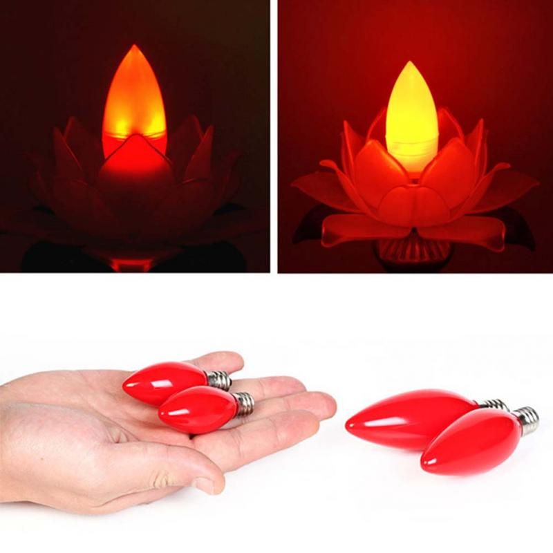 E12/e14 Candle Shape Bulb Led Energy Saving Light Bulb For Buddha Red Lotus God Lamp Light Buddhist For Chinese Wedding Supplies