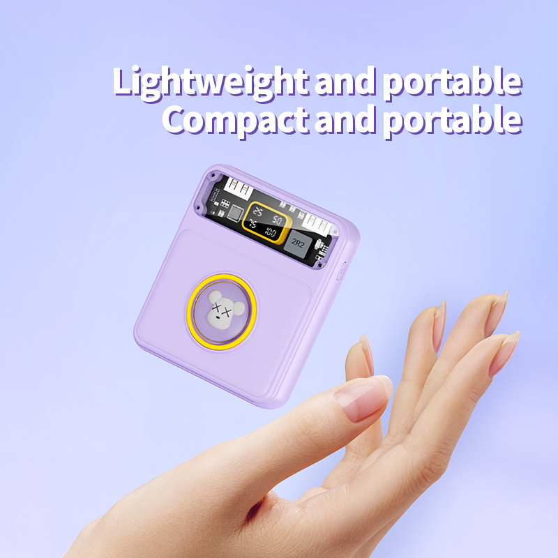 STW 10000mah Led Display Quick Charger Powerbank Pocket Portable Mini Own Cable Transparent Power Bank