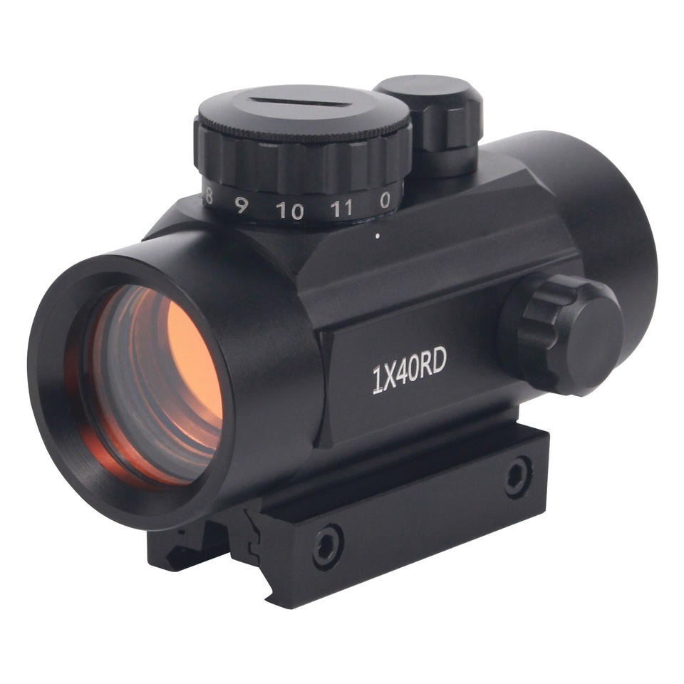 Coated Lens Illuminated Red Dot 11 Level Adjustment Scope Dot Sight 1X40 Red Fit for 11mm/20mm Black Aluminium Alloy 28mm 95mm