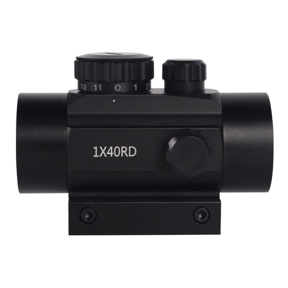 Coated Lens Illuminated Red Dot 11 Level Adjustment Scope Dot Sight 1X40 Red Fit for 11mm/20mm Black Aluminium Alloy 28mm 95mm