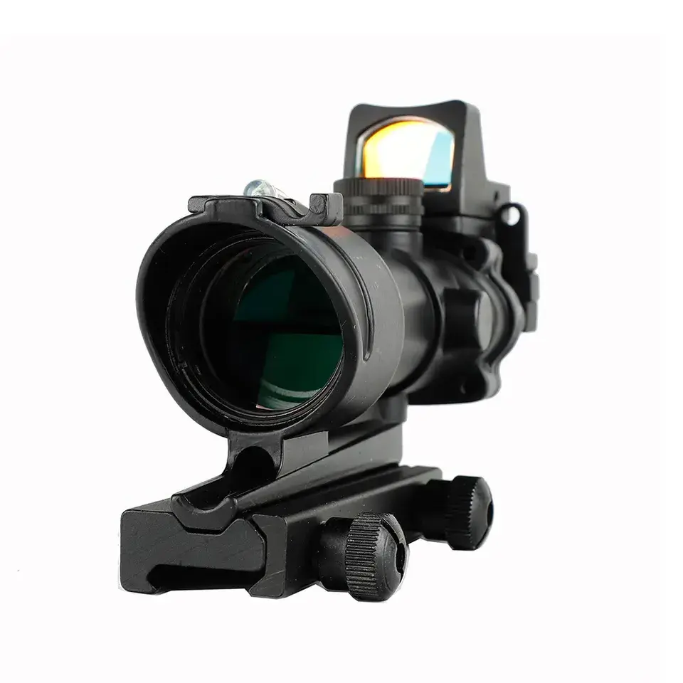 4X32 ACOG Real Fiber Optics Tactical Optical Sight Scope 4X Red Green Illuminated RMR Red Dot Hunting Sight 5mw Laser Aluminum