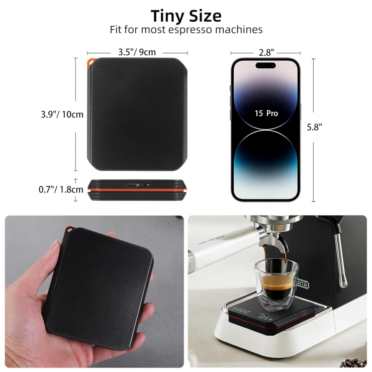 Tiny USB Rechargeable Espresso Scale Auto Timer 0.1g/2kg Precision Waterproof Silicone Pad Mini High-Cost Coffee Scale