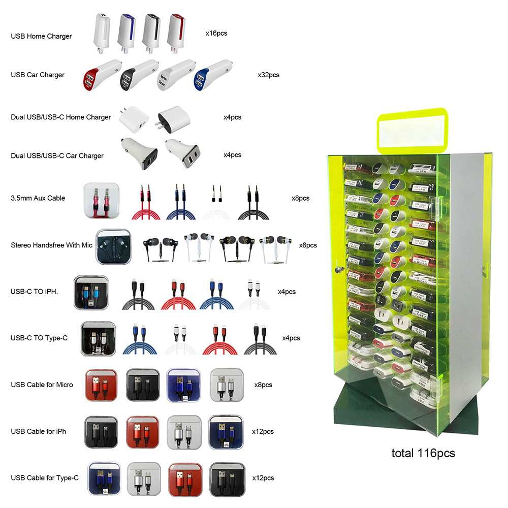 Factory customize phone mobile accessories super market charger retail store Acrylic display rack stand