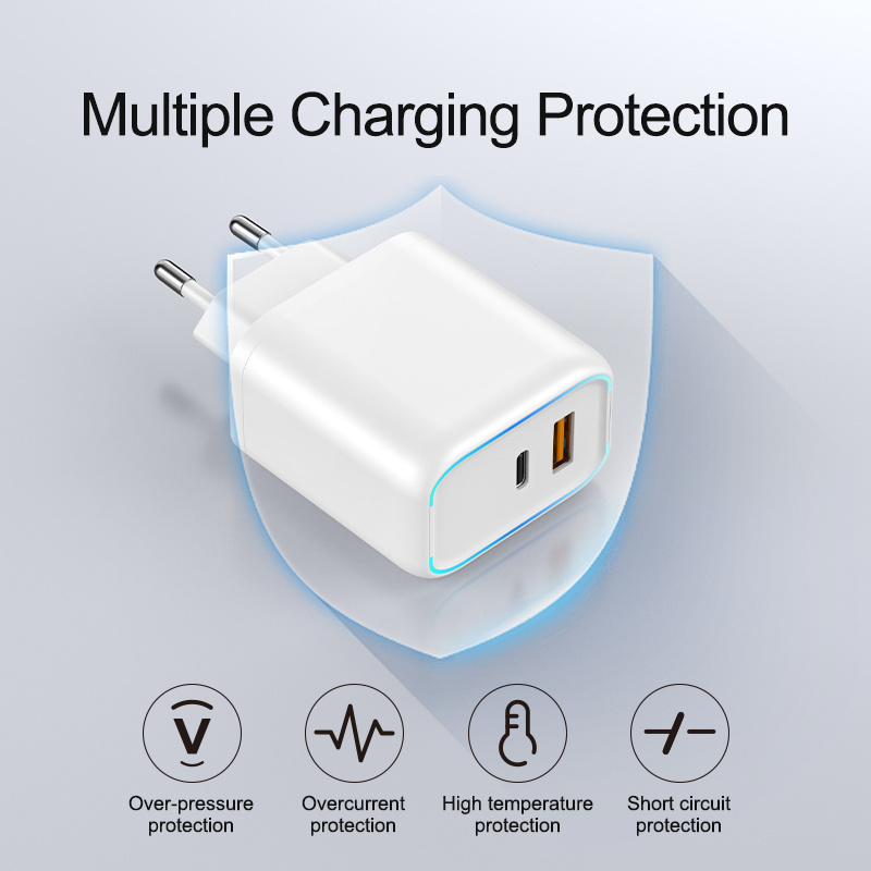 New PD 45W LED Dual Port Mobile Phone Fast Charging Adapters USB Type C Charger