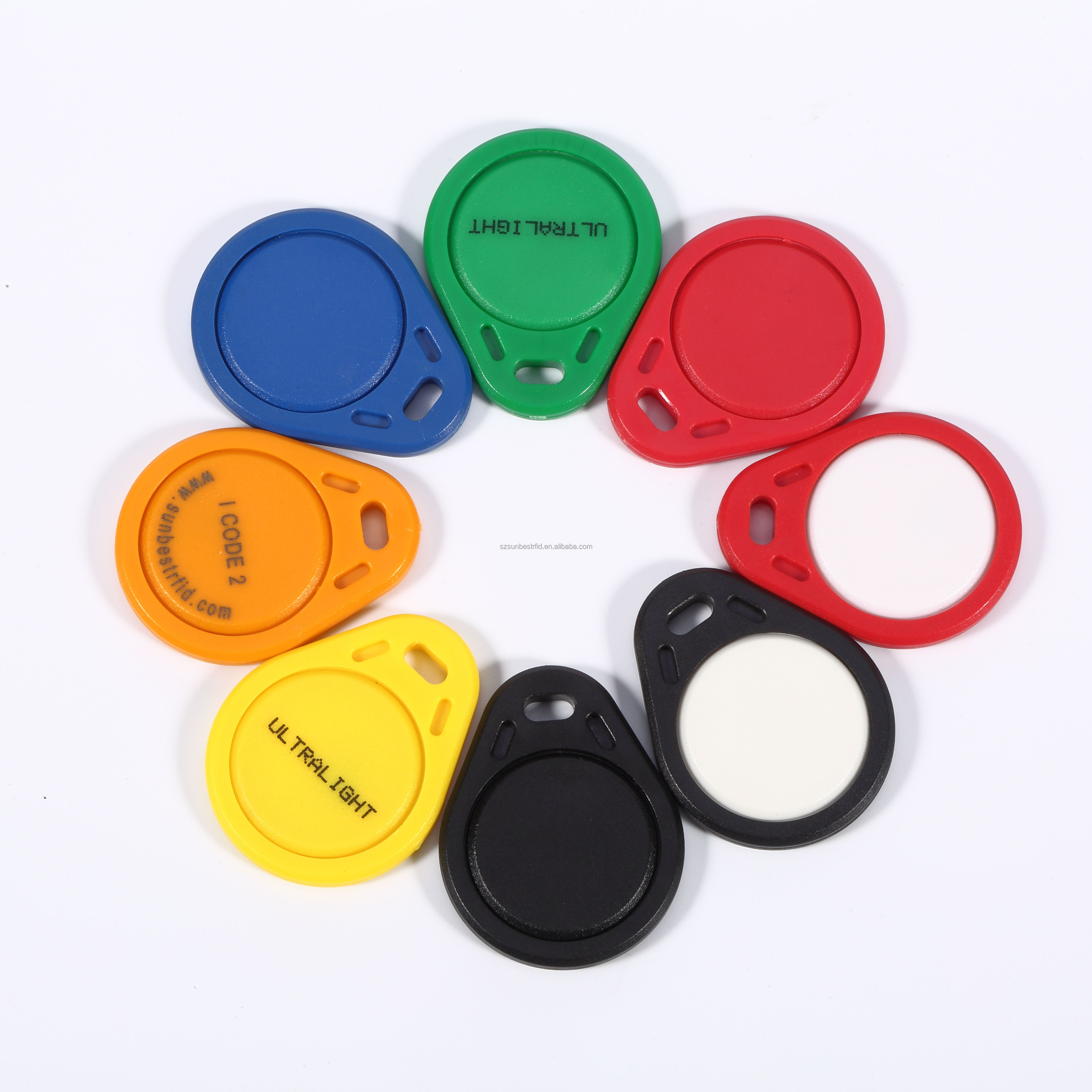 Factory Price RFID  Mifare Desfire  Key Fob Hitag 13.56MHz Rfid Tag card Access control keyfob Rfid Tags Lf Hf Uhf Plastic chain