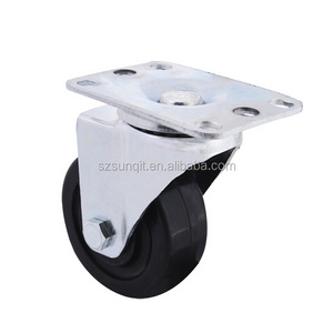 Swivel caster 75/100/125 mm European type black rubber industrial caster wheel