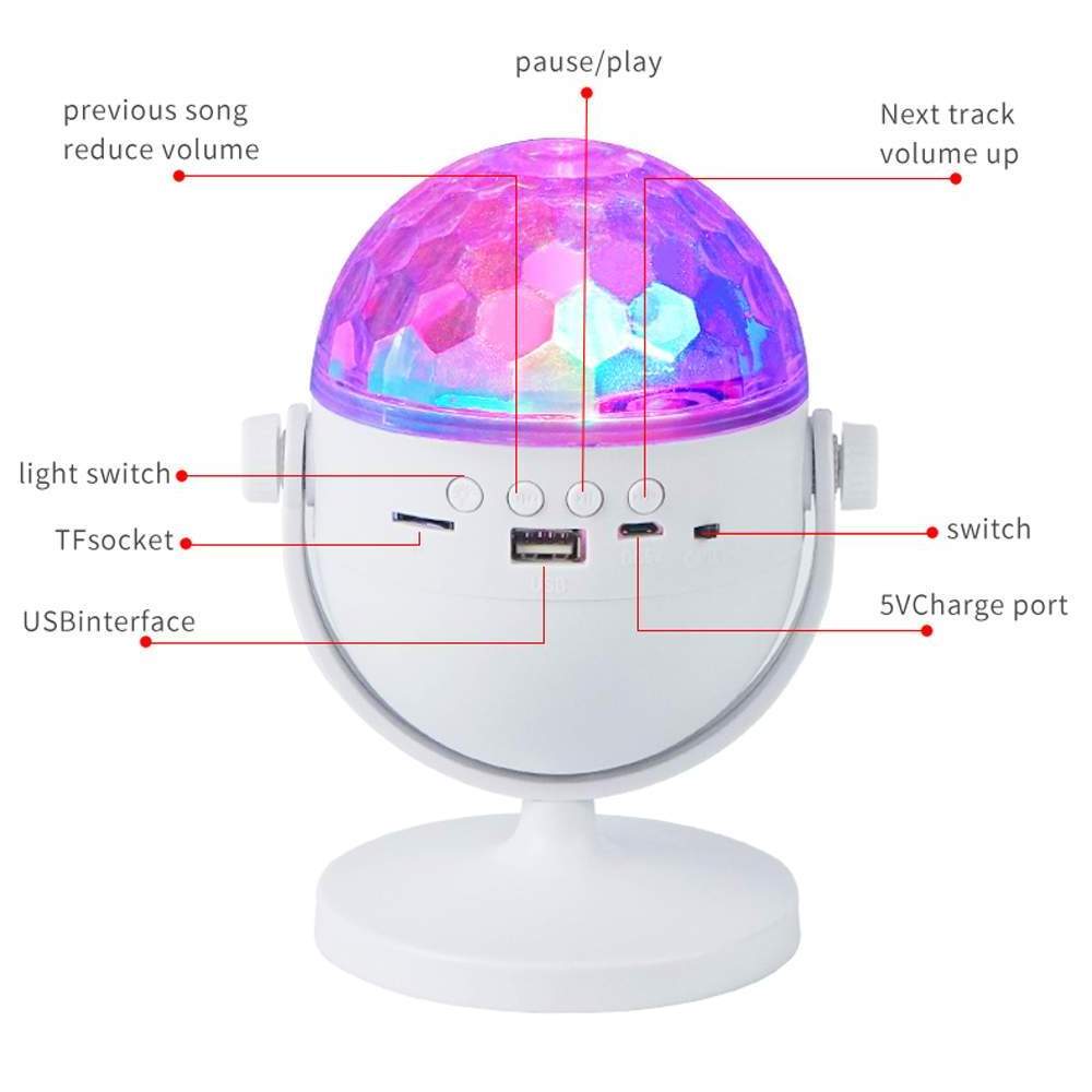 RGB Color Wireless Music Magic Ball Light Premium Speaker Projector Lamp Fun Multiple Transform Modes Crystal Lights