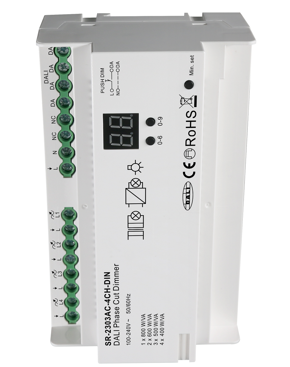 Sunricher 4 Channels DALI Phase Dimmer Digital Display DIN RAIL Installation LED Dimmer