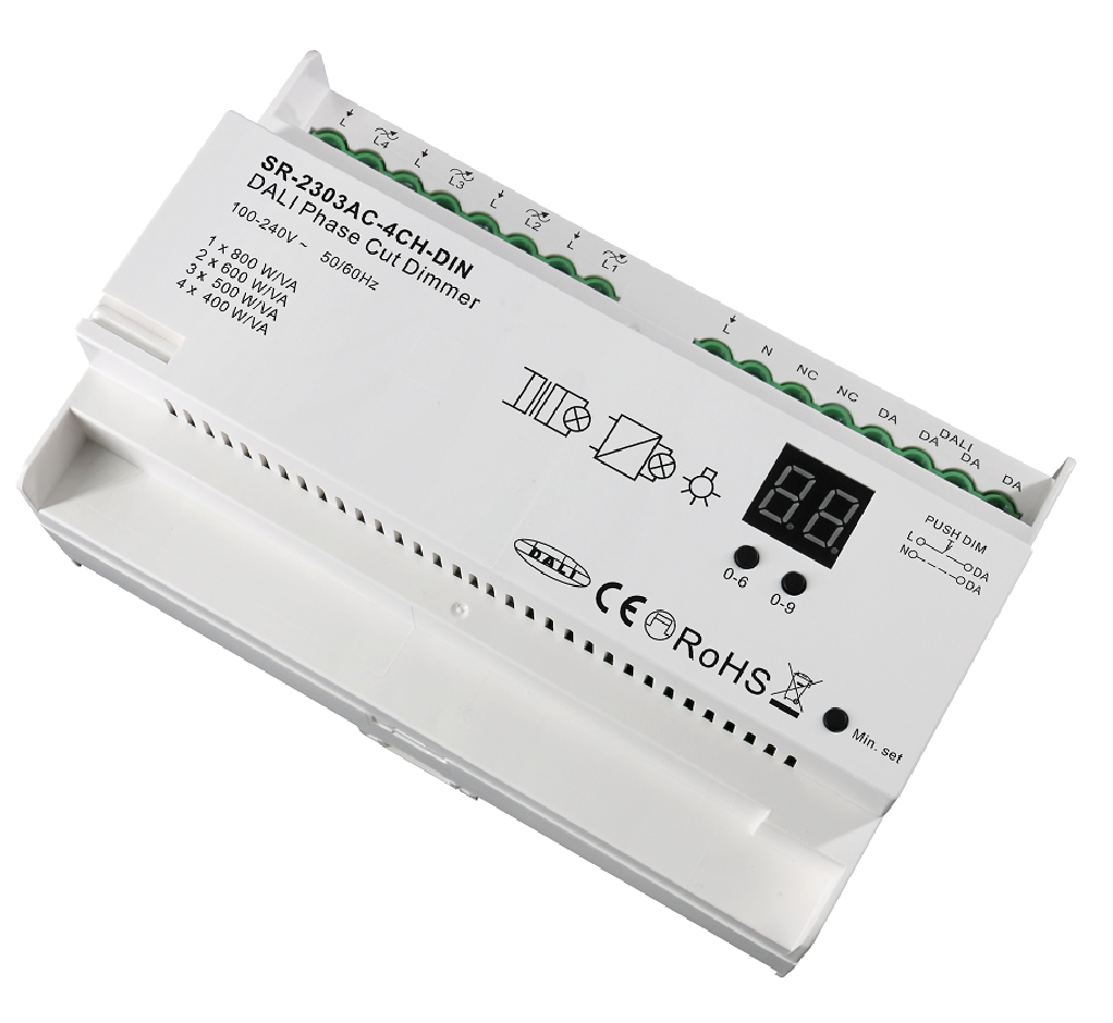 Sunricher 4 Channels DALI Phase Dimmer Digital Display DIN RAIL Installation LED Dimmer