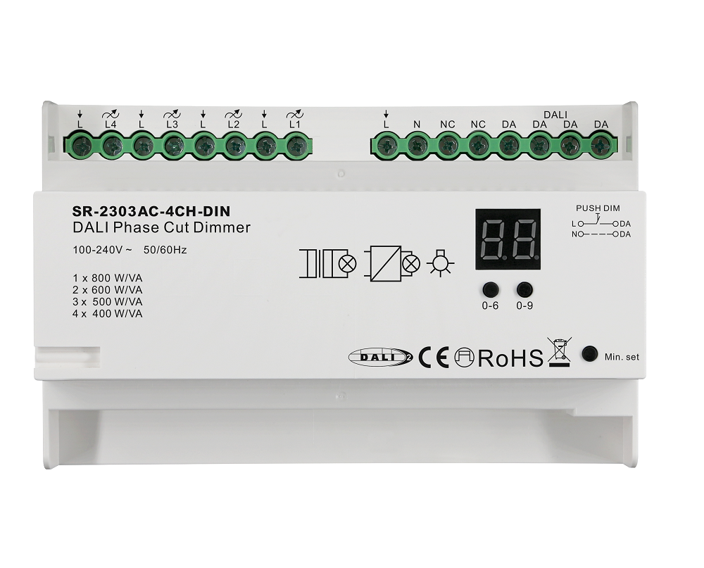 Sunricher 4 Channels DALI Phase Dimmer Digital Display DIN RAIL Installation LED Dimmer