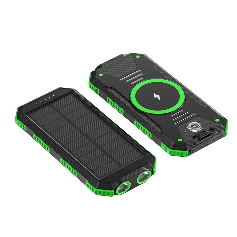 10000mAh External Battery Portable Wireless Charger Solar Power Bank ,Strong LED Light Solar Charger with Dual USB