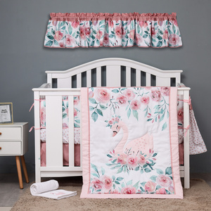 Crib Bedding Set for Baby Girls | 3 Piece Nursery Set | Baby Quilt, Crib Sheet, and Dust Ruffle