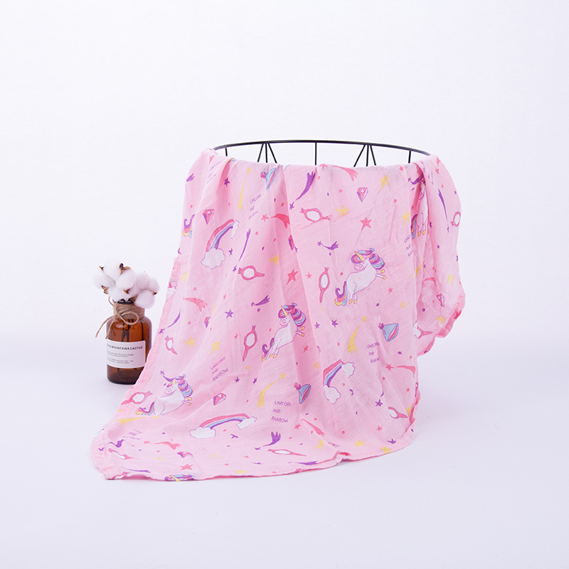 2 Layer bamboo cotton pink flamingo baby muslIn Swaddle Blanket  40S 120*120 CM