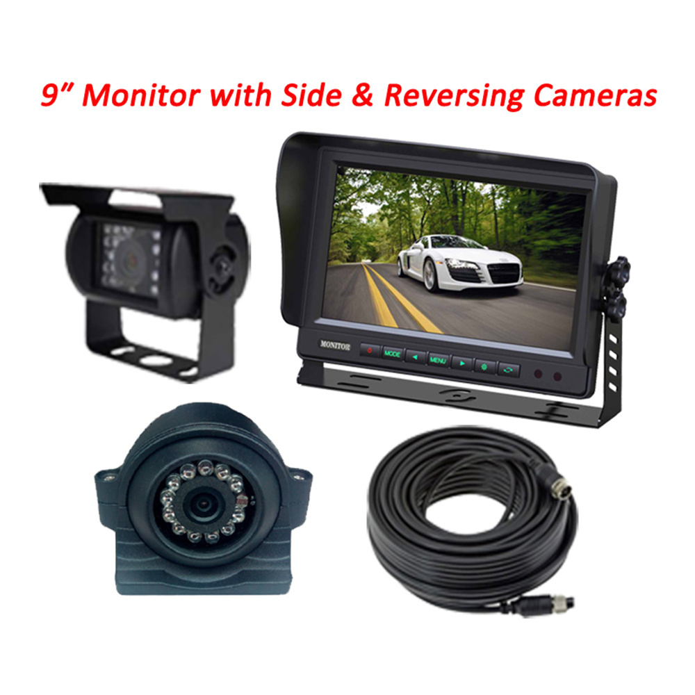 Heavy duty wide angle 9-36v 1080p cctv set car dvr 4 camera dash cam dvr 9 inch quad monitor bus 360 truck camera system