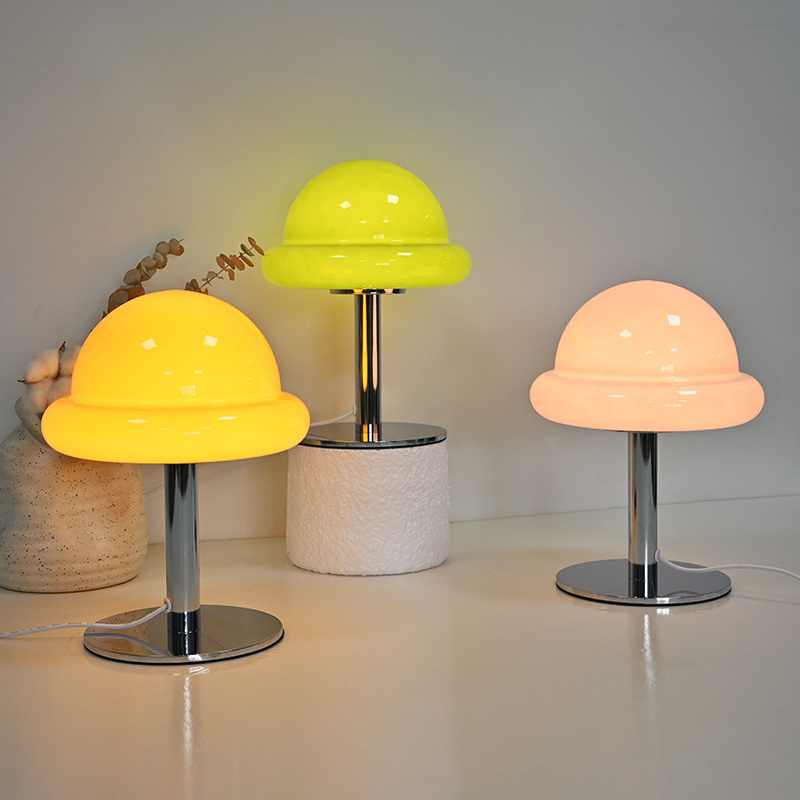 Bedroom Headboard Decoration Bauhaus Style Mushroom Table Lamp Ambiance Glass Night Light