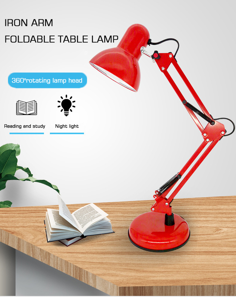 Modern Folding Iron Long Arm LED Bedroom Desk Reading Light desk lamp