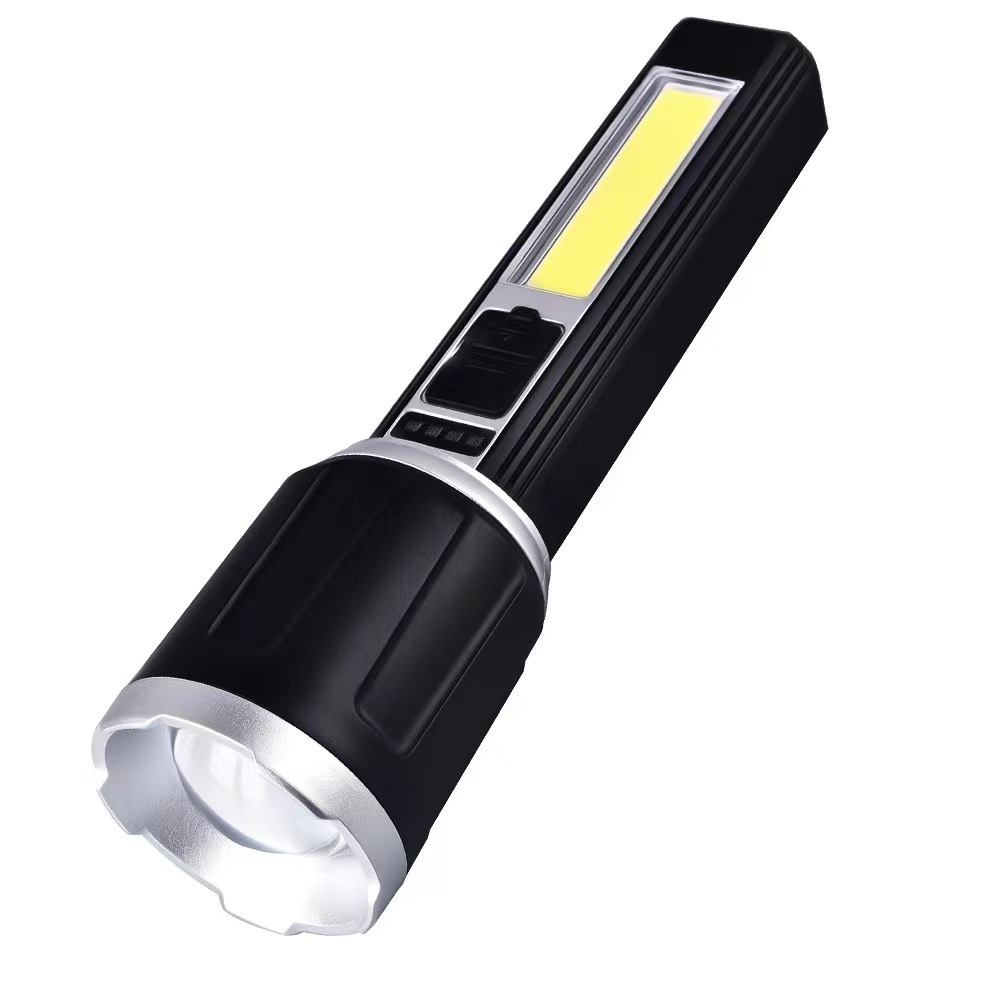 Hot Sales LED Flashlight USB Charging Telescopic Zoom Flashlight Power Display COB Flashlight