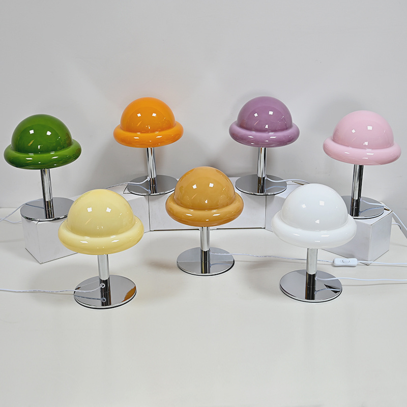 Bedroom Headboard Decoration Bauhaus Style Mushroom Table Lamp Ambiance Glass Night Light