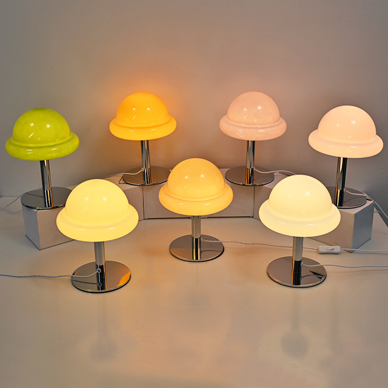 Bedroom Headboard Decoration Bauhaus Style Mushroom Table Lamp Ambiance Glass Night Light