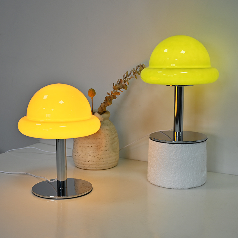 Bedroom Headboard Decoration Bauhaus Style Mushroom Table Lamp Ambiance Glass Night Light