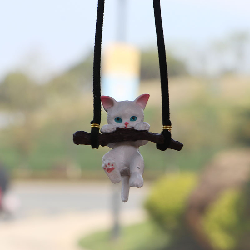 Car Hanging Pendant Ornament Cute Branch Cat Rearview Mirror Pendant Swing Car Interior Decoration Birthday Gift car accessories