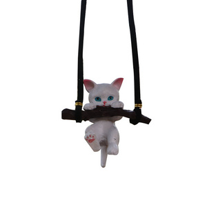 Car Hanging Pendant Ornament Cute Branch Cat Rearview Mirror Pendant Swing Car Interior Decoration Birthday Gift car accessories