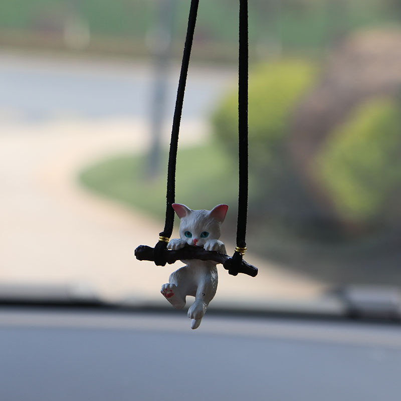 Car Hanging Pendant Ornament Cute Branch Cat Rearview Mirror Pendant Swing Car Interior Decoration Birthday Gift car accessories