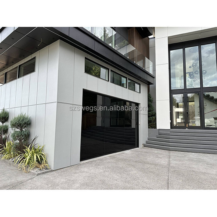 High-end New Design Modern aluminum tempered full view glass garage door price mirror plexiglass panel garage doors