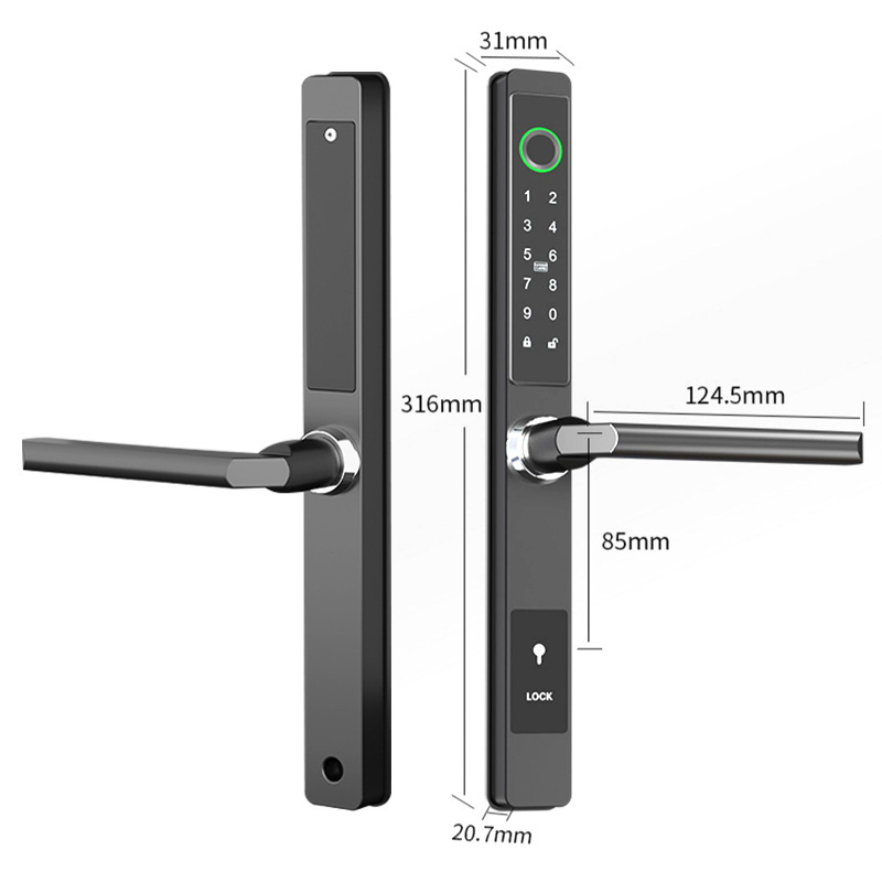 finger print lock password swipe card unlock gate courtyard aluminum alloy sliding swing bridge cutoff lock