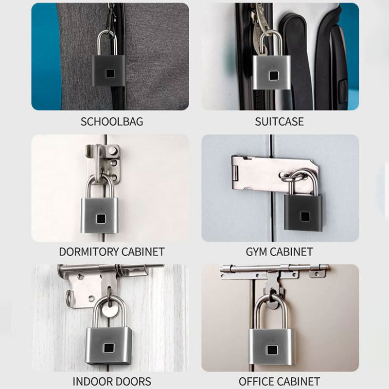 Intelligent fingerprint padlock factory high-quality zinc alloy waterproof IP65 luggage lock