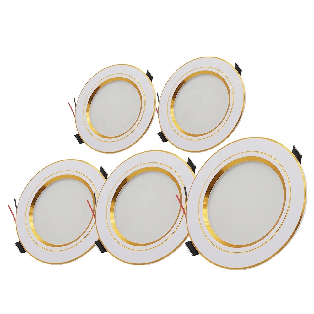 AC220V LED Downlight Recessed Round Gold Ceiling Light 5W 9W 12W 15W 18W White/Warm white Aluminum LED Down Lamp Ultra Thin