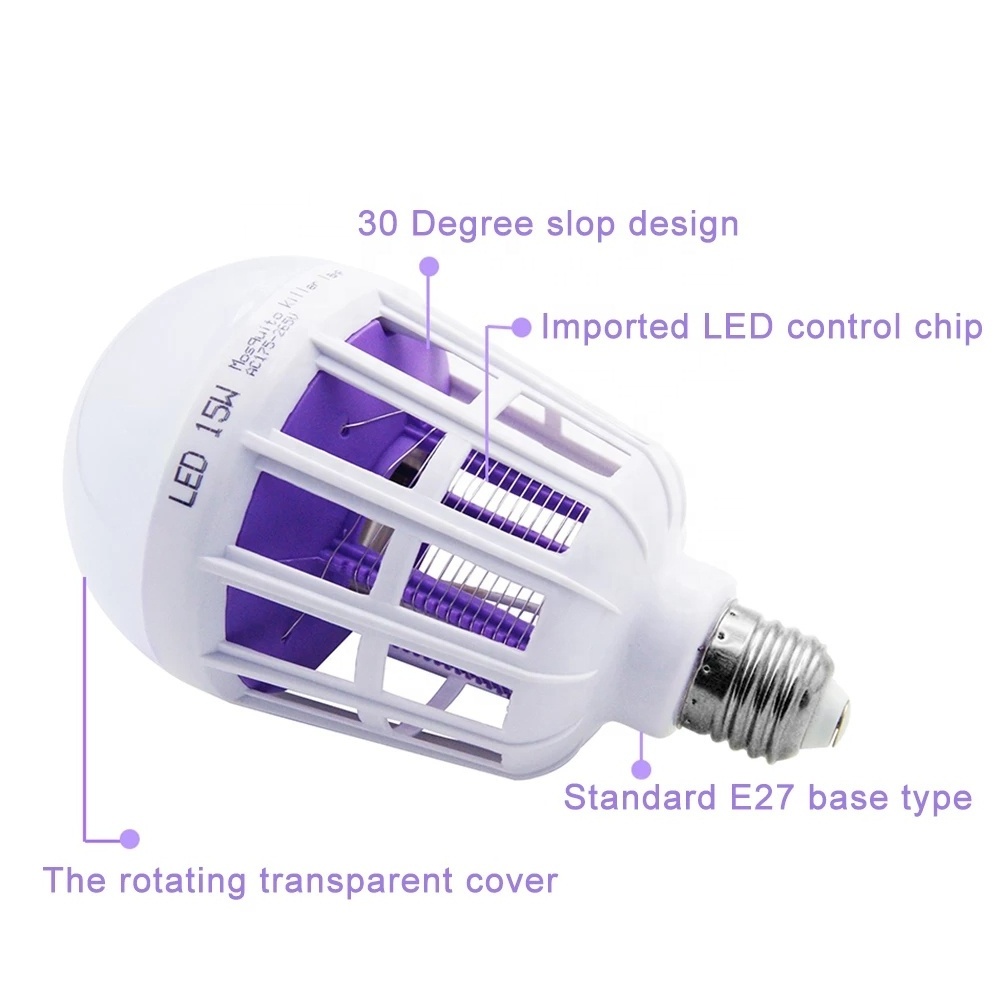 Dual Used 15W LED Bulb E27 Mosquito Killer Lamp 110V 220V Mosquitoes Repellent Killing Lighting Bug Zapper Energy Saving Lamps