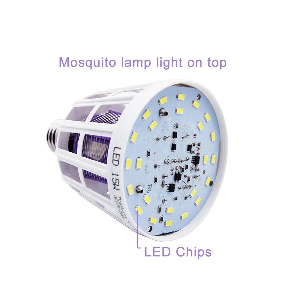 Dual Used 15W LED Bulb E27 Mosquito Killer Lamp 110V 220V Mosquitoes Repellent Killing Lighting Bug Zapper Energy Saving Lamps