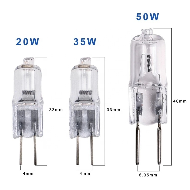 AC 12V Halogen Lamp Bead G4 20w 35W Low-pressure Light Beads G6.35 50W Crystal Lamp Pins Small Halogen Bulb Warm White