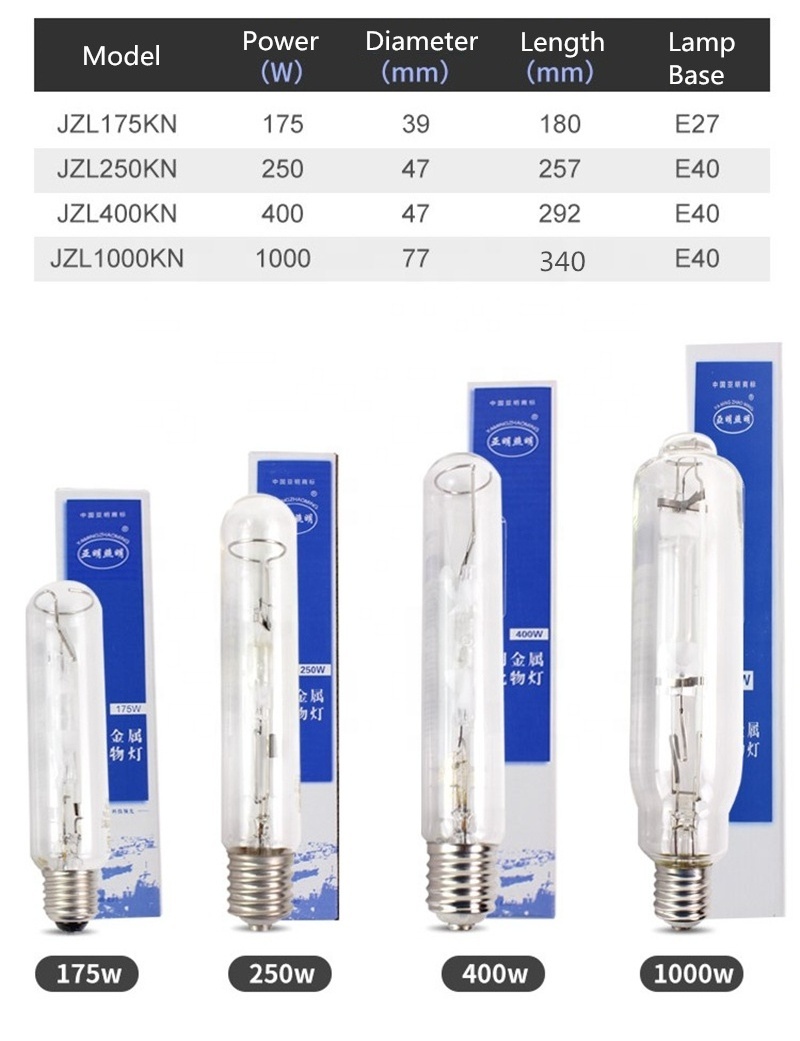 175W 250w 400w 1000w Metal Halide Lamp E27 E40 MH Bulb 220V Agricultural Planting Lamp for Plant Sprout & Stem Leaf