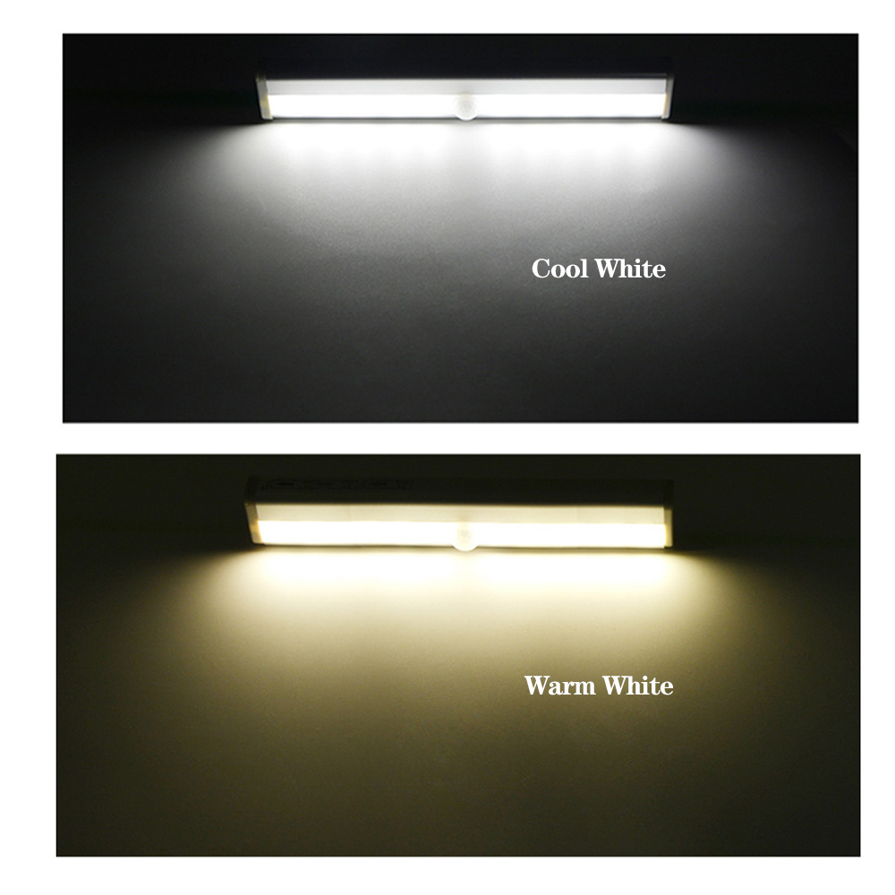 10 LED 4* AAA Battery Cabinet Bookcase Lamp Wireless Closet Night Lighting PIR Motion Sensor Light