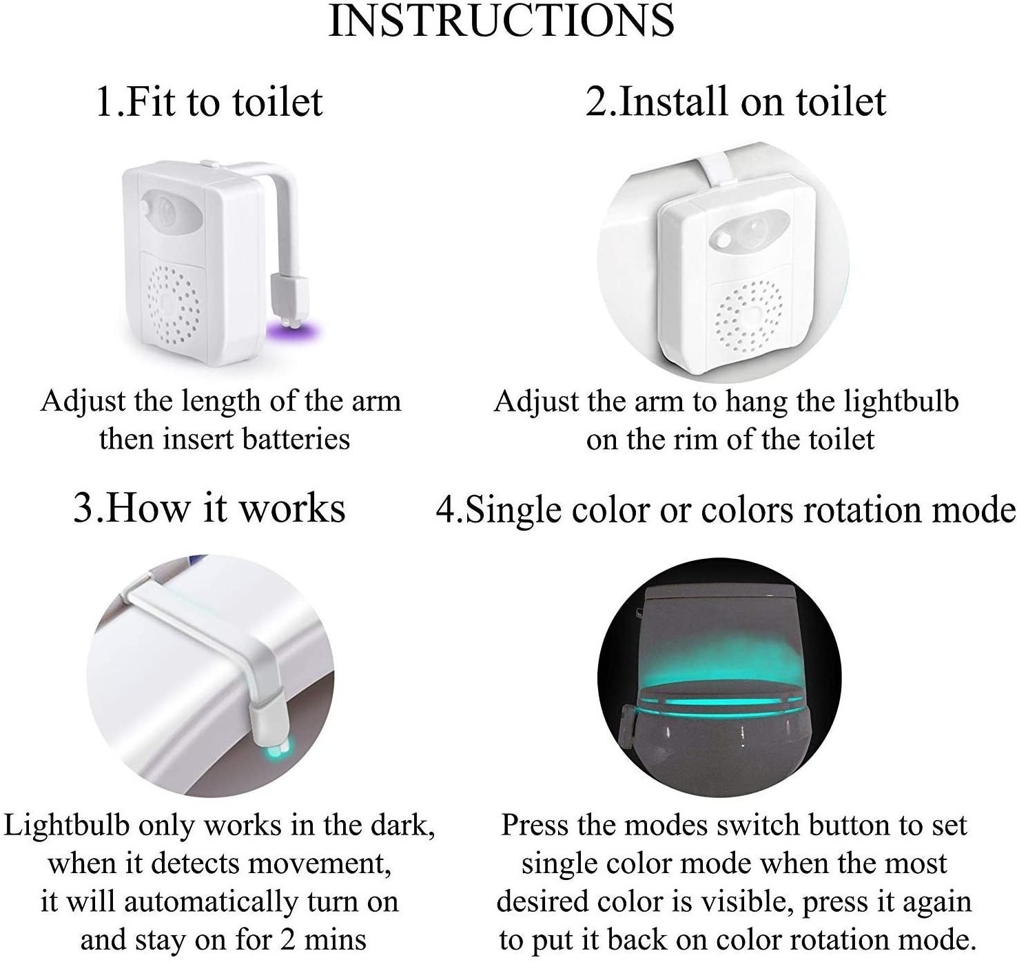 3AAA batteries motion sensor toilet seat night light toilet lamp led toilet bathroom night light 16 color with sensor