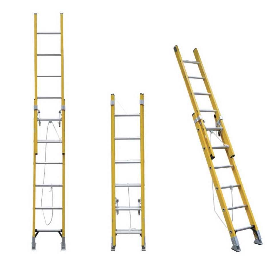 8 steps 4m 2.4m light fiberglass telescopic rope two-section extension ladder engineering fire ladder