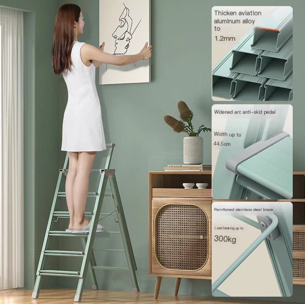 Folding Laundry Rack Multifunctional Five Step Ladder Aluminum Clothes Drying Rack Ladder