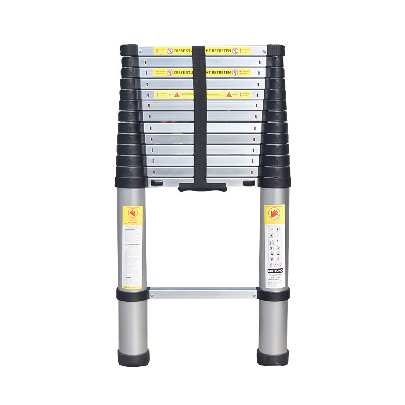 Single elevator 3.8m industrial telescopic ladder household aluminum ladder compact folding ladder