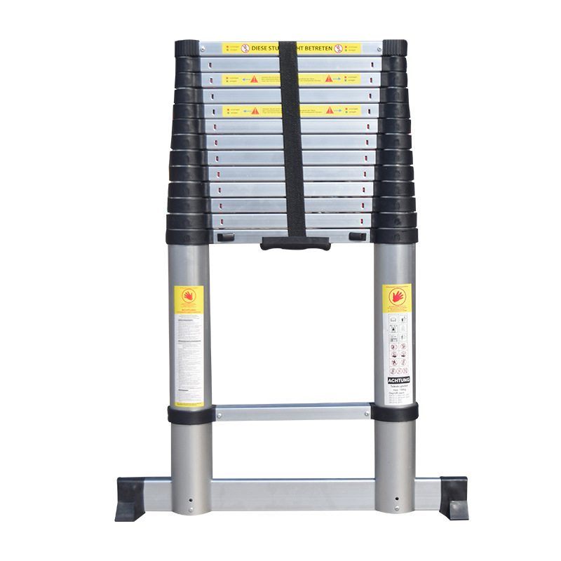 Single elevator 3.8m industrial telescopic ladder household aluminum ladder compact folding ladder